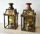 Une Paire De Lanternes Vintage De Lampe De Mur De Lampe De Table De Cuivre Et De Laiton De Hall De Porc