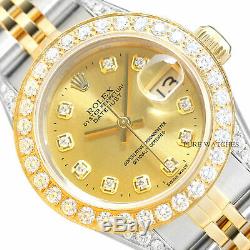 Véritable Rolex Datejust 2 Tons Quickset Watch & 1,13 Ct Diamond Bezel