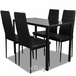Verre Table À Manger Et 4 Chaises Seat Set Noir Restaurant Accueil Mobilier Moderne