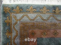 Vieille Main Tibétaine Art Déco Chinese Oriental Bleu Laine Tapis 285x199cm