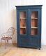 Vintage Antique Blue Painted Larder Linge De Presse Cabinet De Verre Armoire Armoire