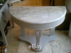 Vintage Demi Lune Marbre Top Wash Table Stand / Console Dans Shabby Chic Laura Ashle