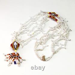 Vintage Perle De Graine Blanche Long Collier De Tassel Sautoir Art Déco Bijoux De Style