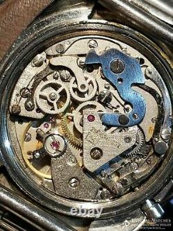 Vintage Serviced Zodiac Chronographe Coussin Montre Valjoux 7734 Poor Man Bracelet