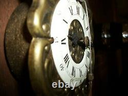 Vtg. Anno 1750 Style-sawtooth Gravity Horloge / Orcelain Cadran Laiton Sur Noyer