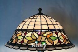Vtg Stained Slag Glass Lamp Shade Arts & Crafts Mission Déco Tiffany Style 15