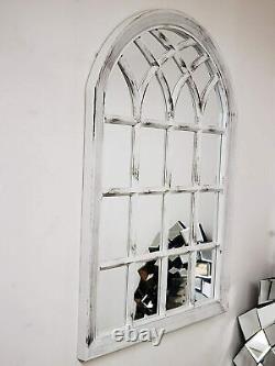 White Rustic Soho Fenêtre Style Miroir Vintage Hallway Miroir Mural 50.5x71x2.5
