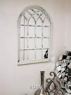 White Rustic Soho Fenêtre Style Miroir Vintage Hallway Miroir Mural 50.5x71x2.5